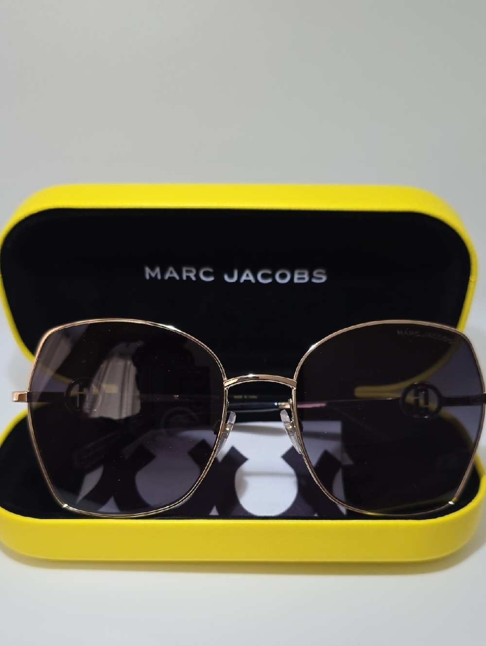 Marc Jacobs Gold Frame Sunglasses with Dark Gradient Lenses